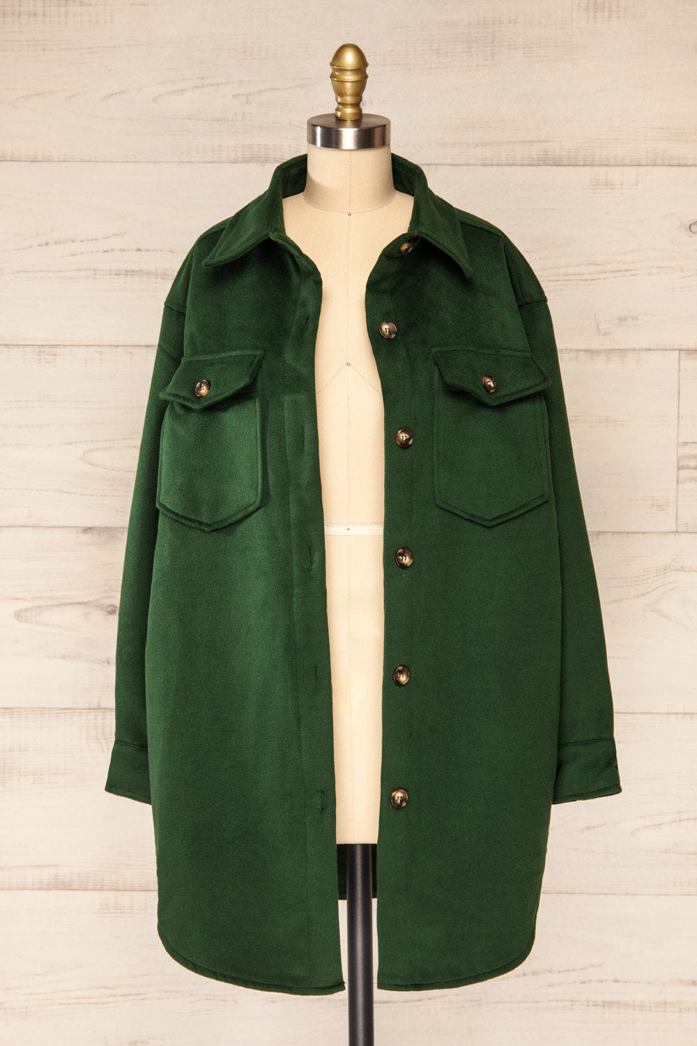 Vaagen Forest Oversized Velvet Shirt Jacket | La petite garçonne open view