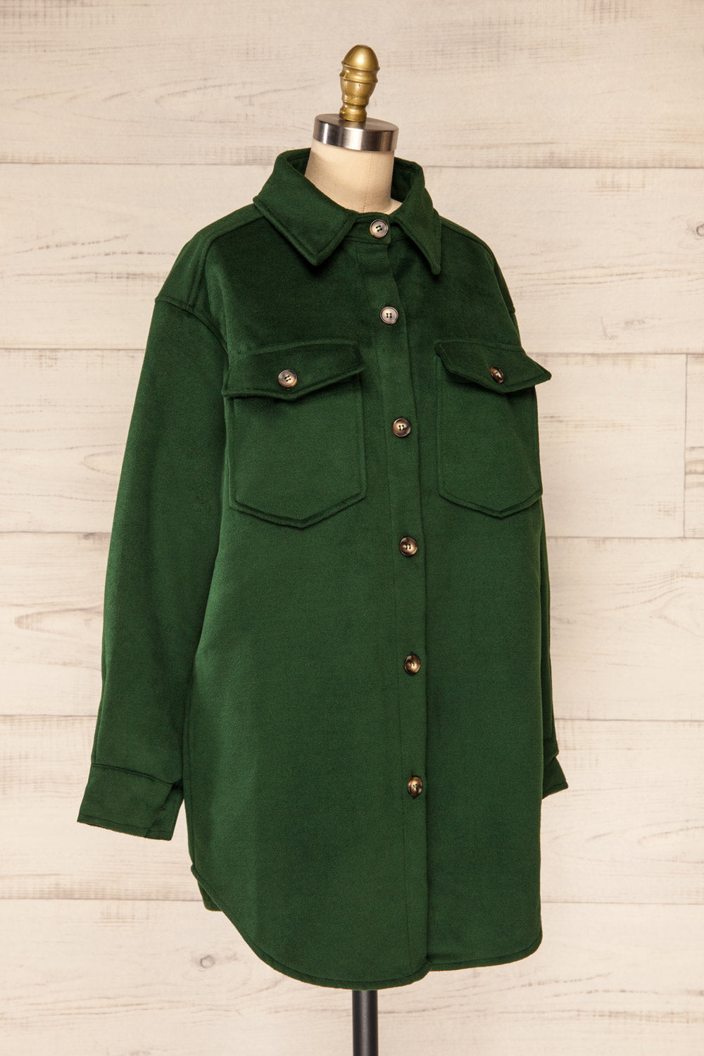 Vaagen Forest Oversized Velvet Shirt Jacket | La petite garçonne side view