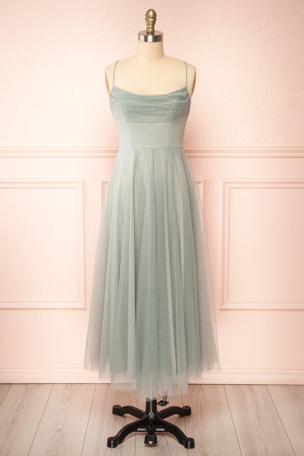slim fit dress slacks Tulle Midi Skirt Pleated in Green - Vienna main image 1