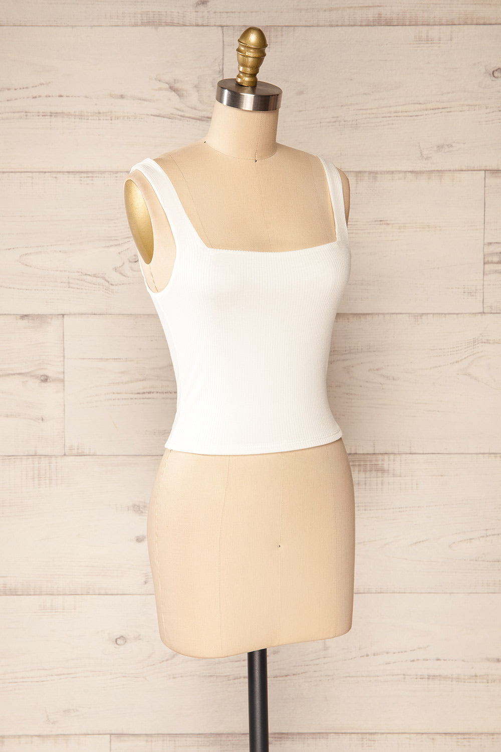 Valka Ivory Ribbed Square Neck Cami | La petite garçonne side view