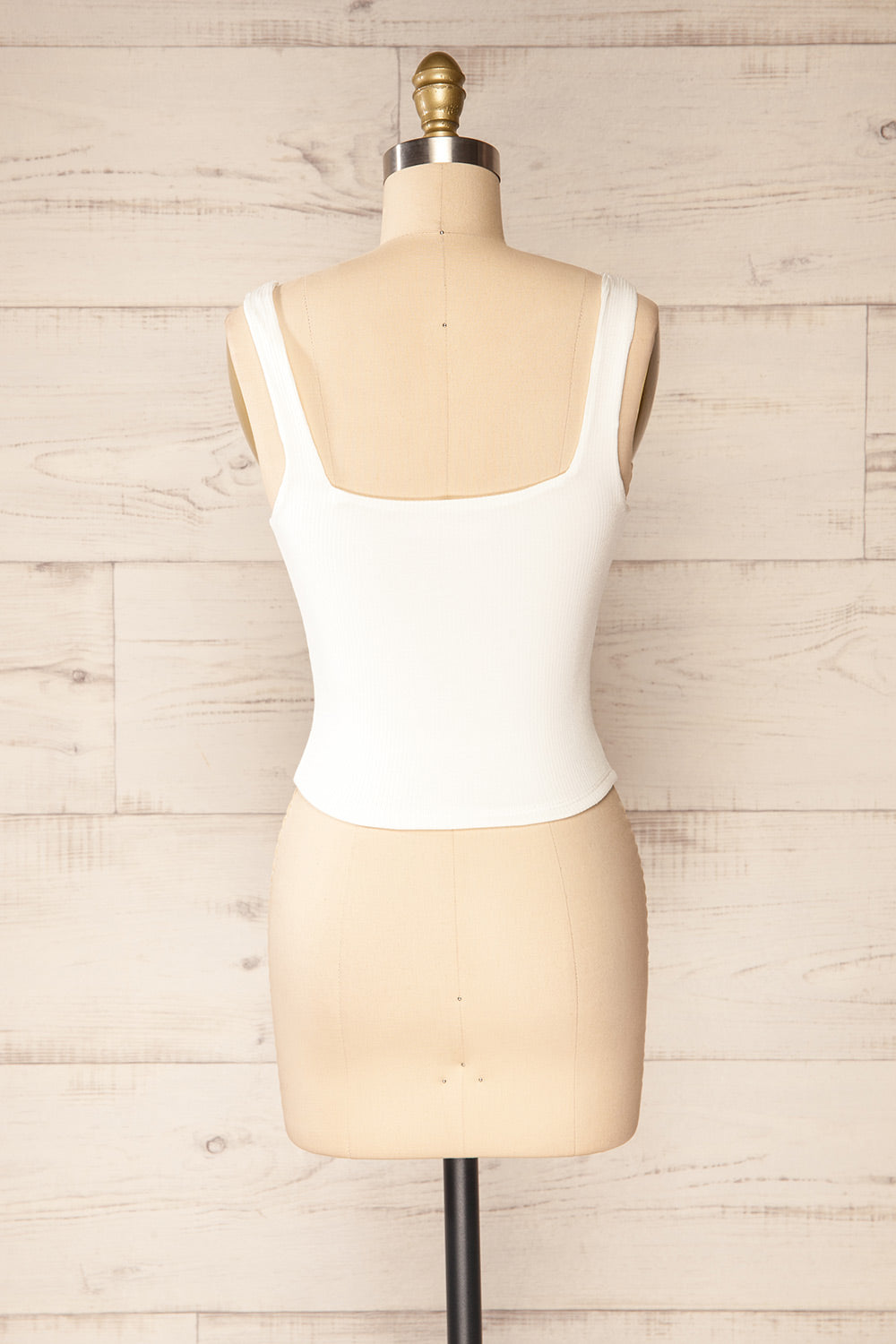 Valka Ivory Ribbed Square Neck Cami | La petite garçonne back view