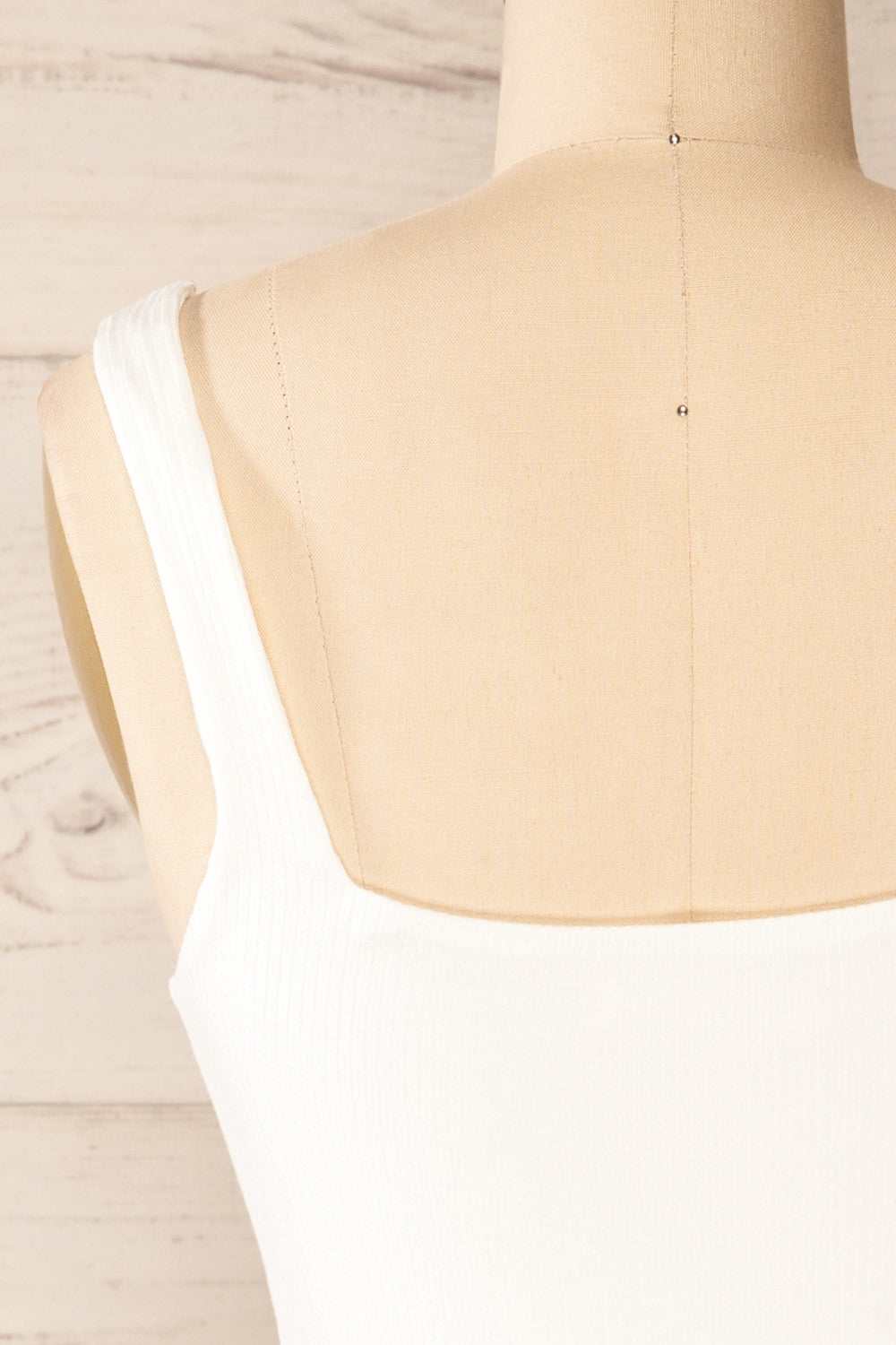 Valka Ivory Ribbed Square Neck Cami | La petite garçonne back close-up