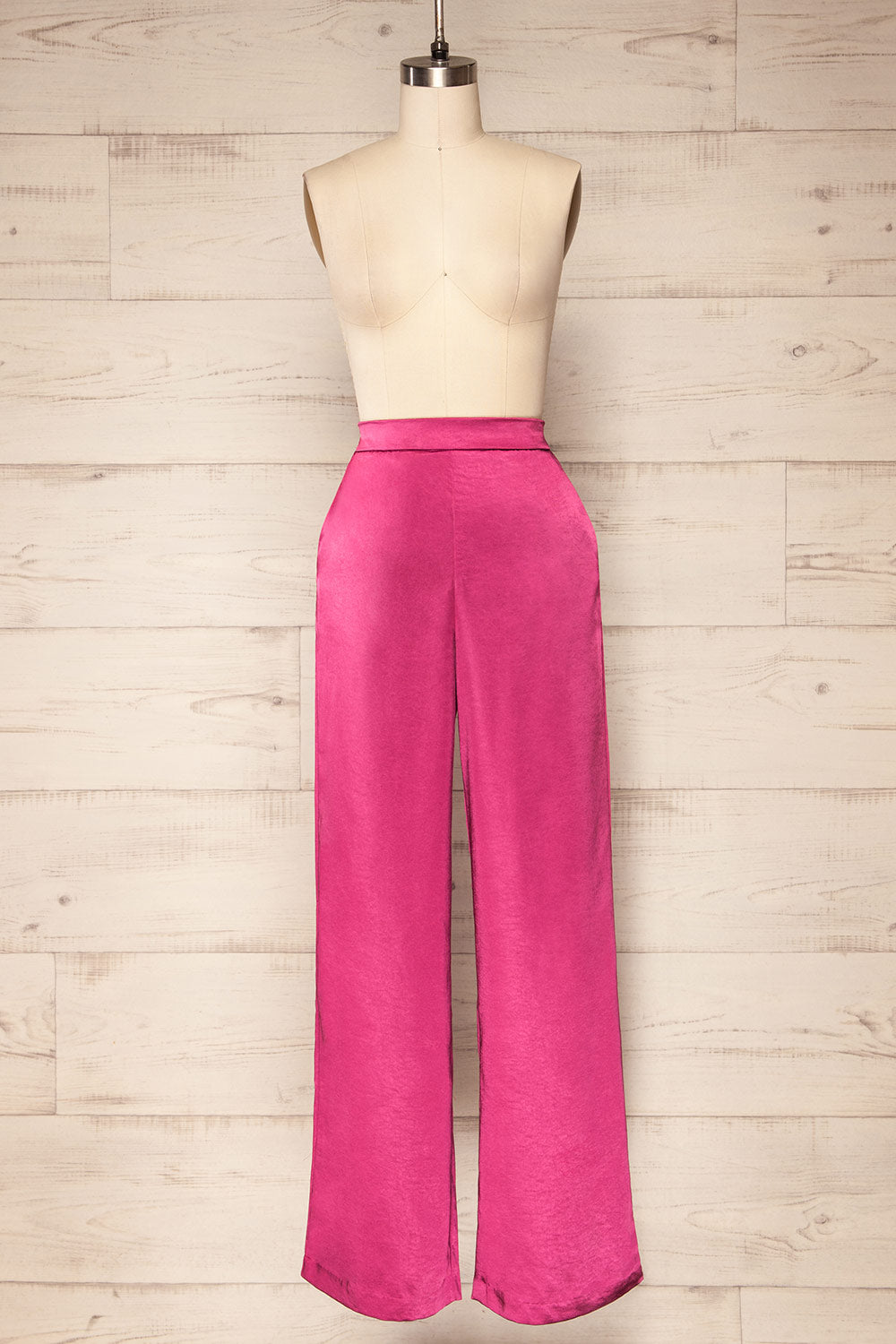 Vangazi Fuchsia Satin Pants | La petite garçonne front view