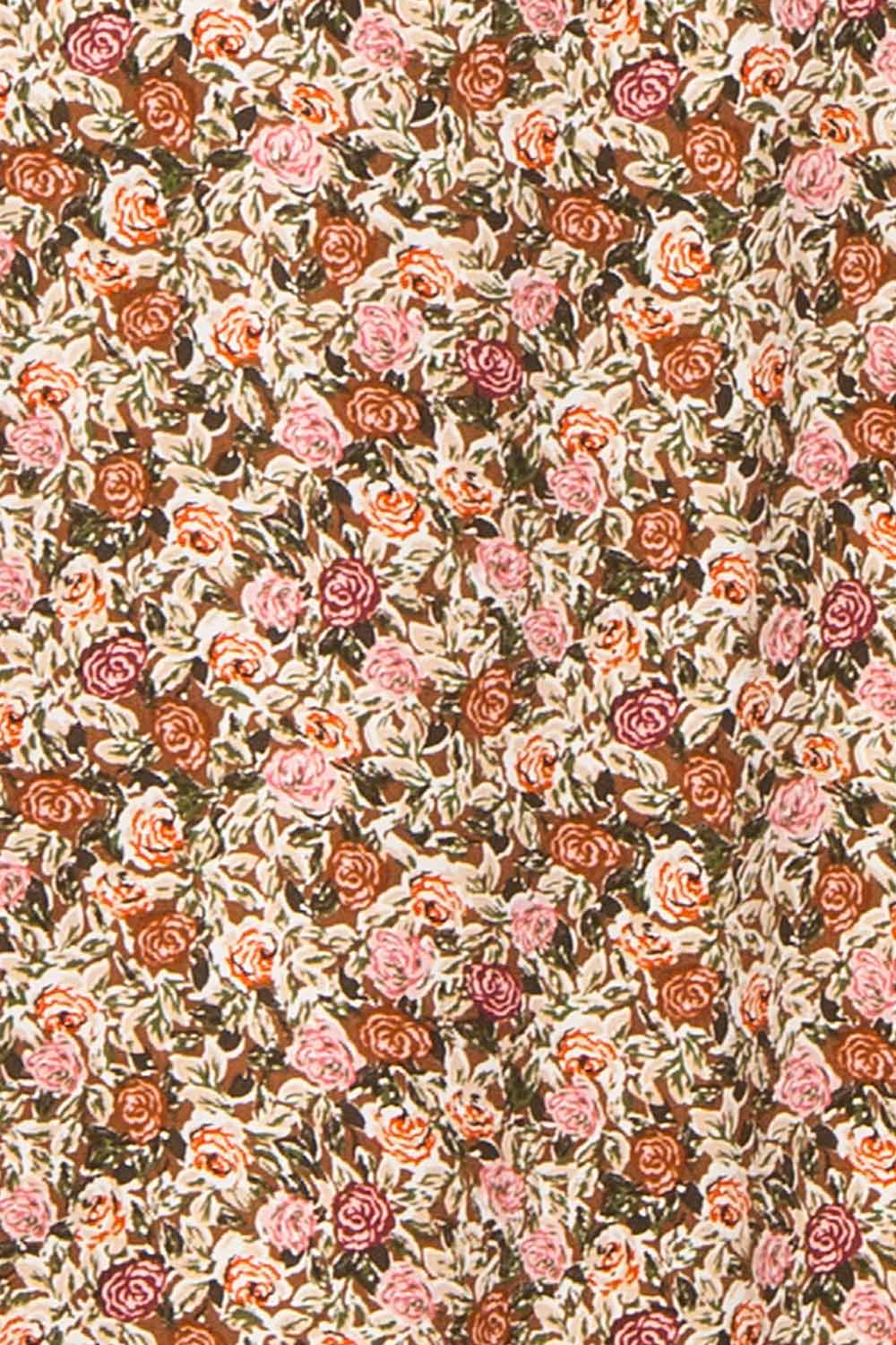 Vania Brown Floral Patterned Wrap Midi Skirt | Boutique 1861 fabric