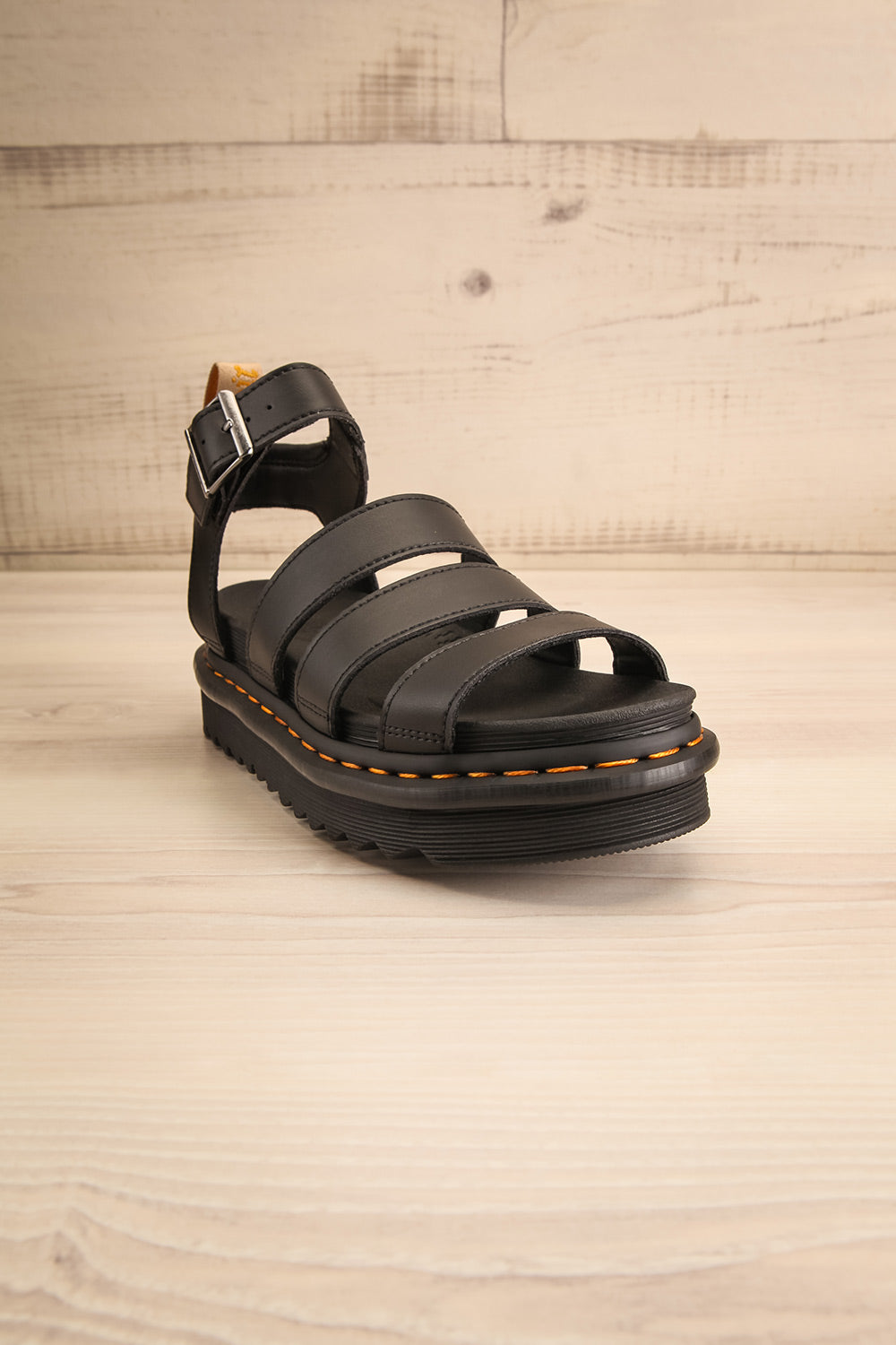 Vegan Blaire Black Gladiator Sandals Dr. Martens | La petite garçonne front view