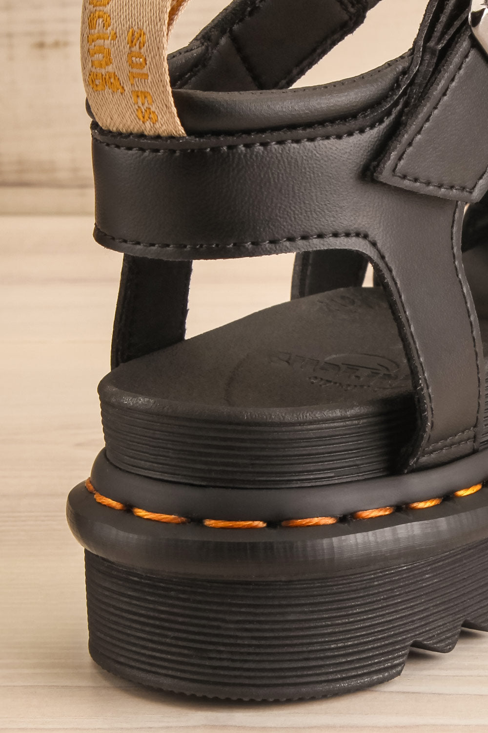 Vegan Blaire Black Gladiator Sandals Dr. Martens | La petite garçonne back close-up