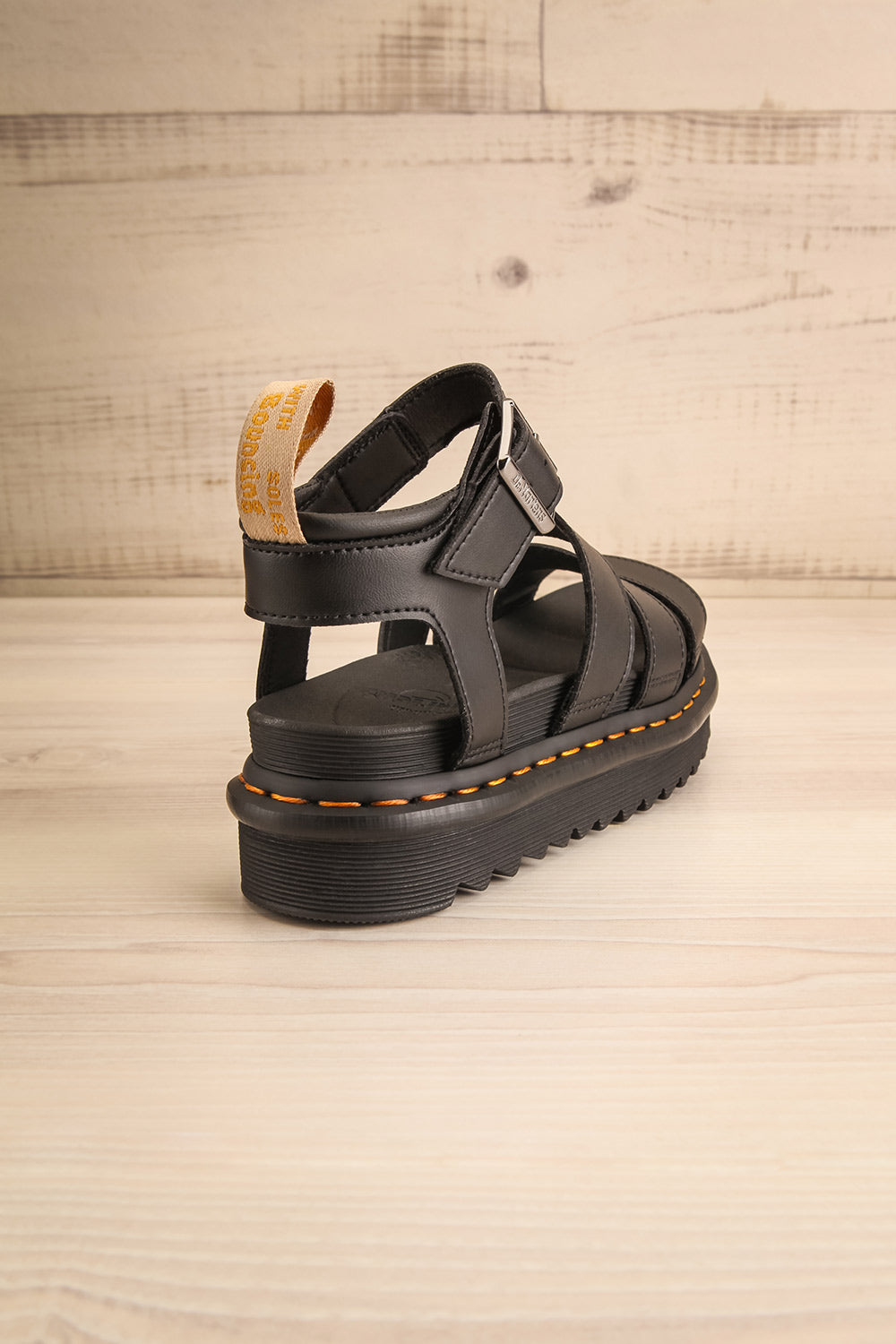 Vegan Blaire Black Gladiator Sandals Dr. Martens | La petite garçonne back view