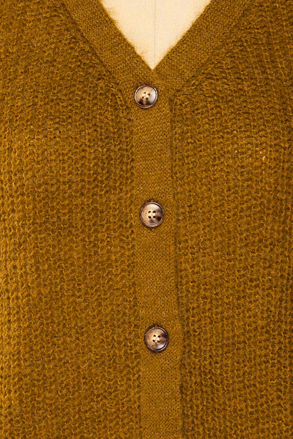Velez Chartreuse Knit Button-Up Cardigan | La petite garçonne fabric