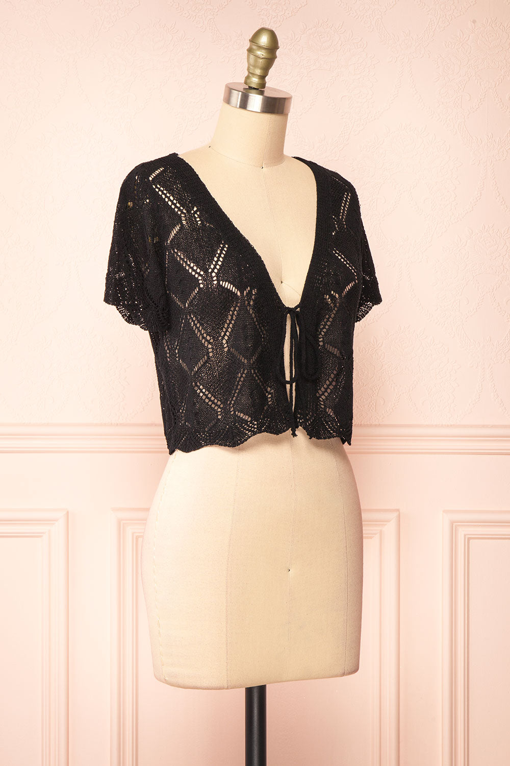 Venustas Black Crochet Crop Top | Boutique 1861 side view