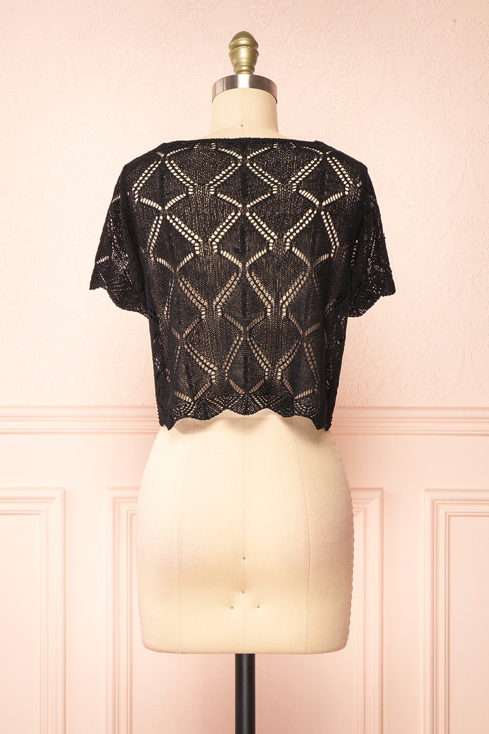 Venustas Black Crochet Crop Top | Boutique 1861 back view