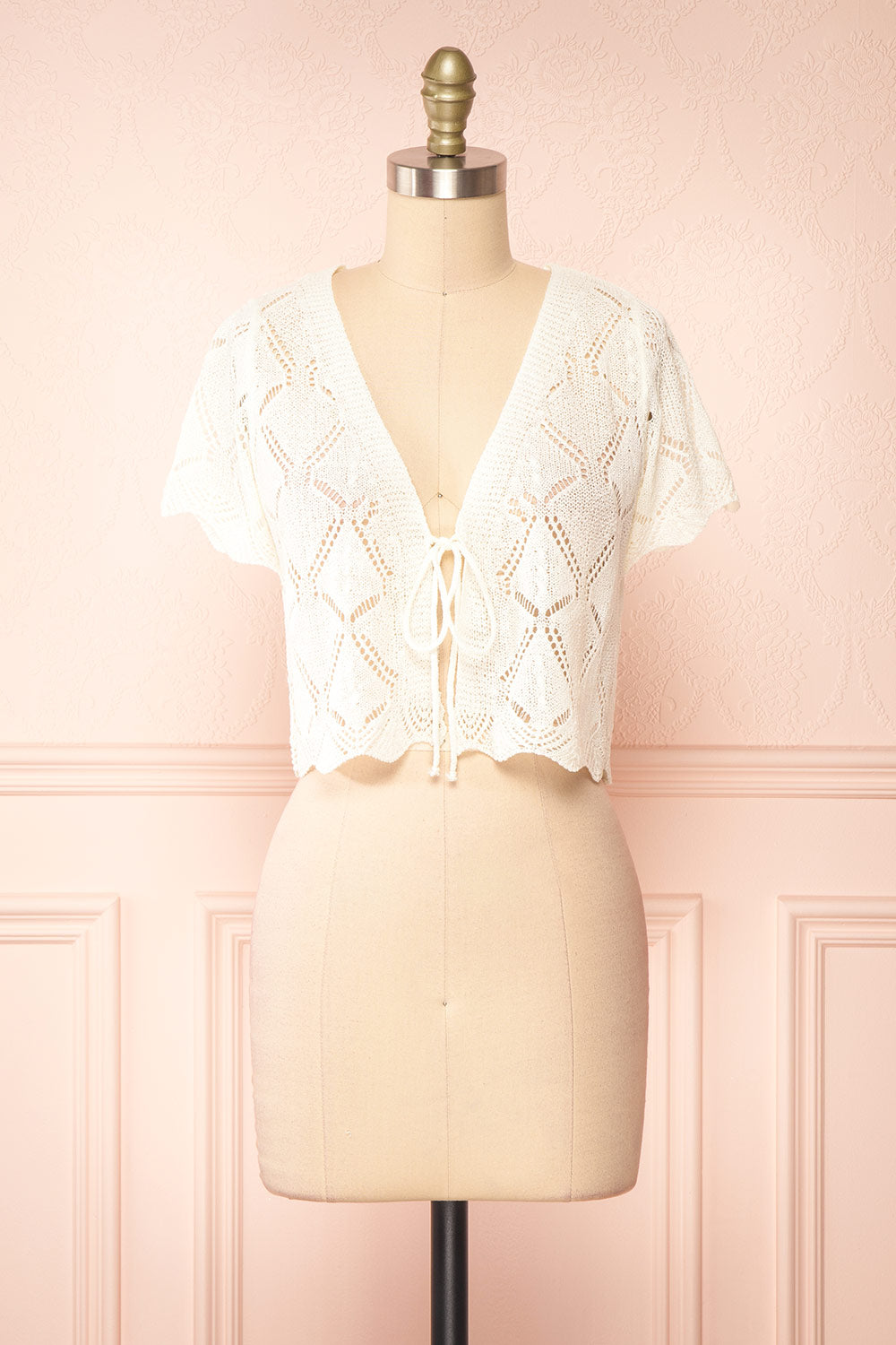 Venustas Ivory Crochet Crop Top | Boutique 1861 front view