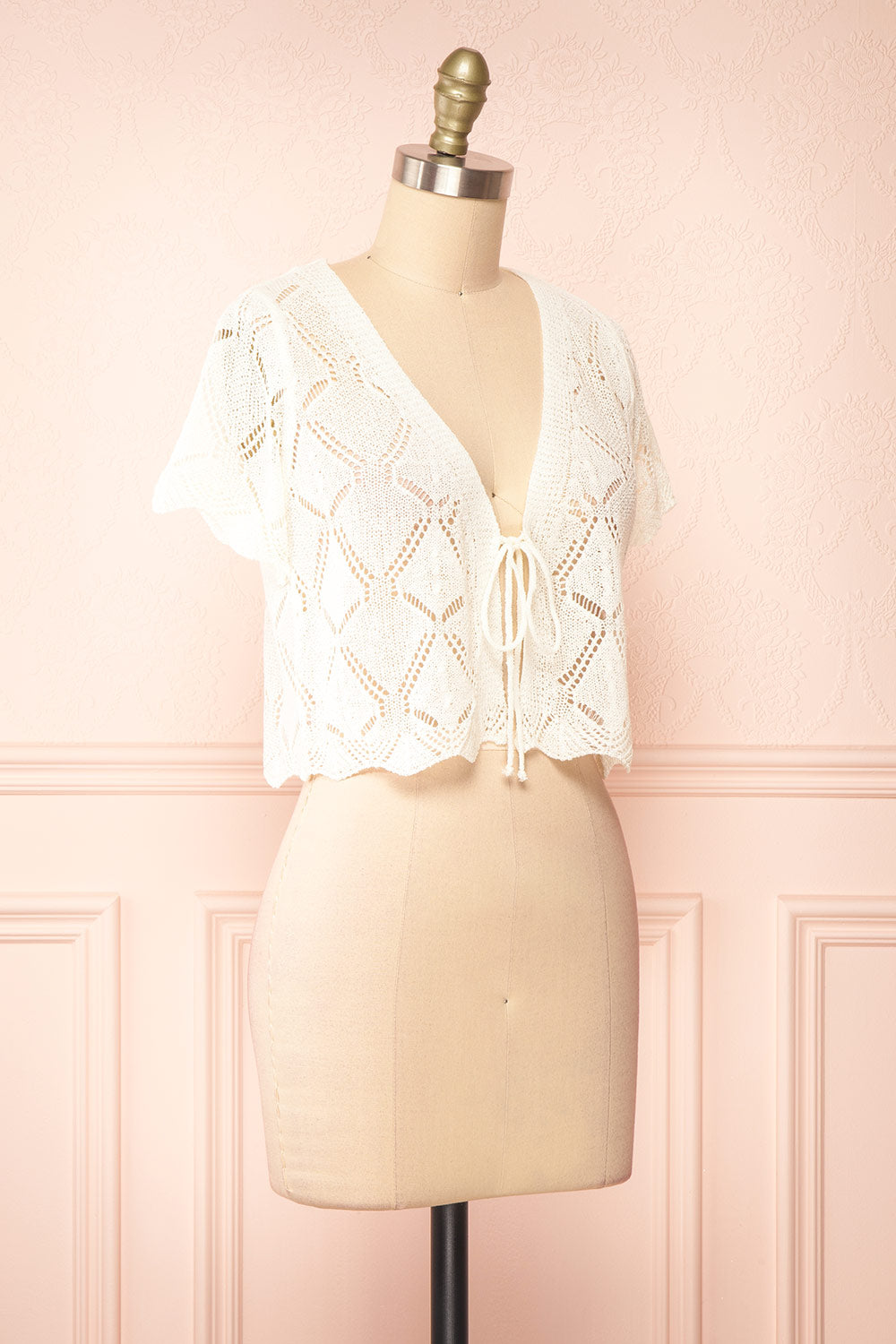 Venustas Ivory Crochet Crop Top | Boutique 1861 side view