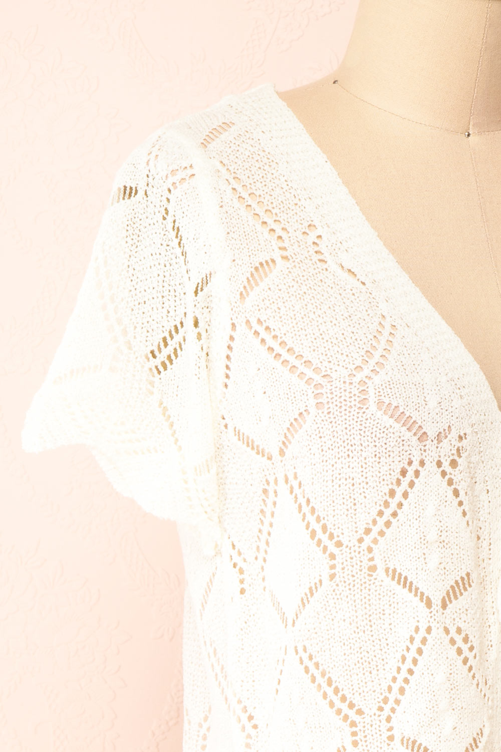 Venustas Ivory Crochet Crop Top | Boutique 1861 side close-up