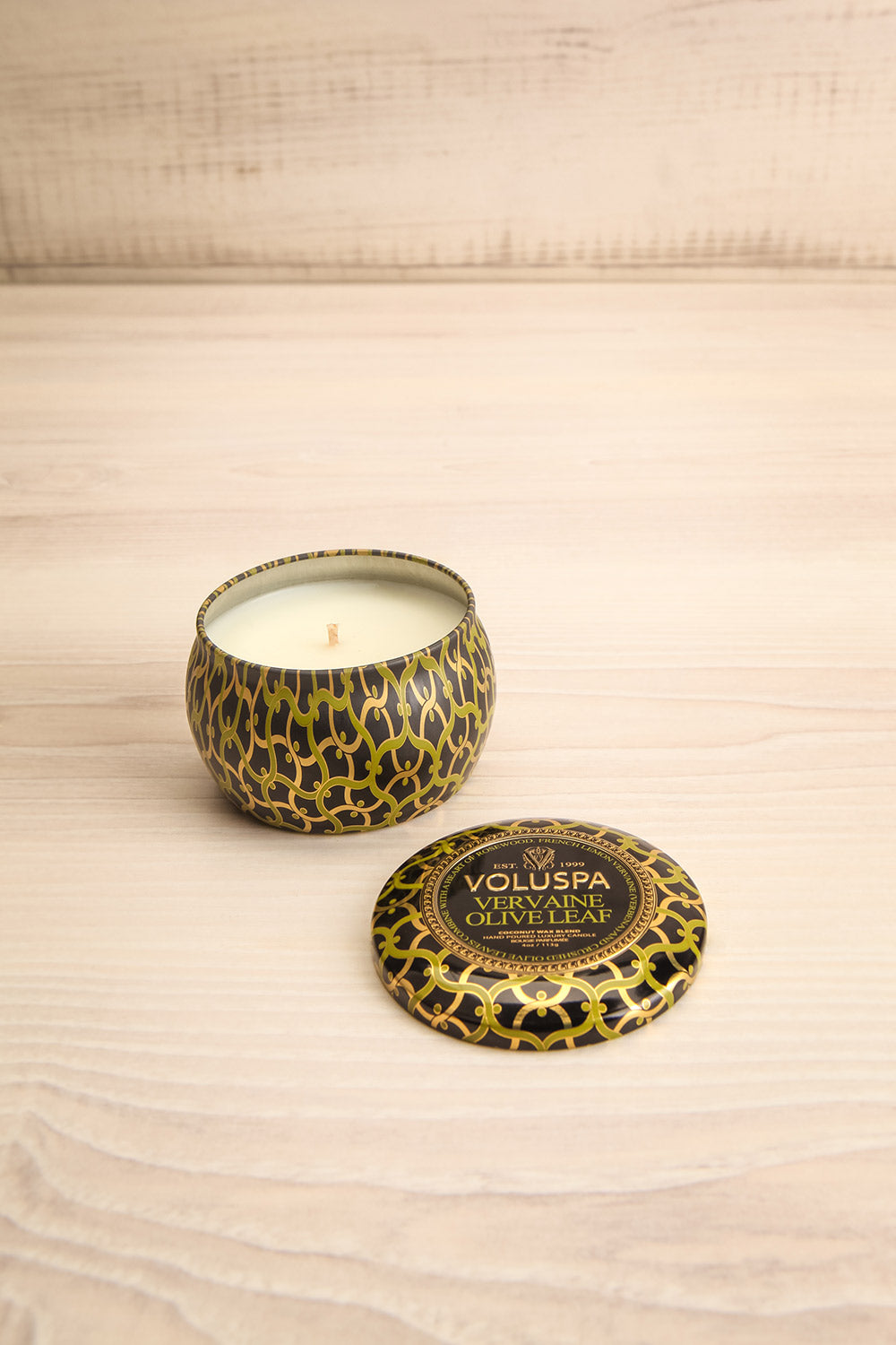 Mini Tin Candle Vervaine Olive Leaf | La petite garçonne open