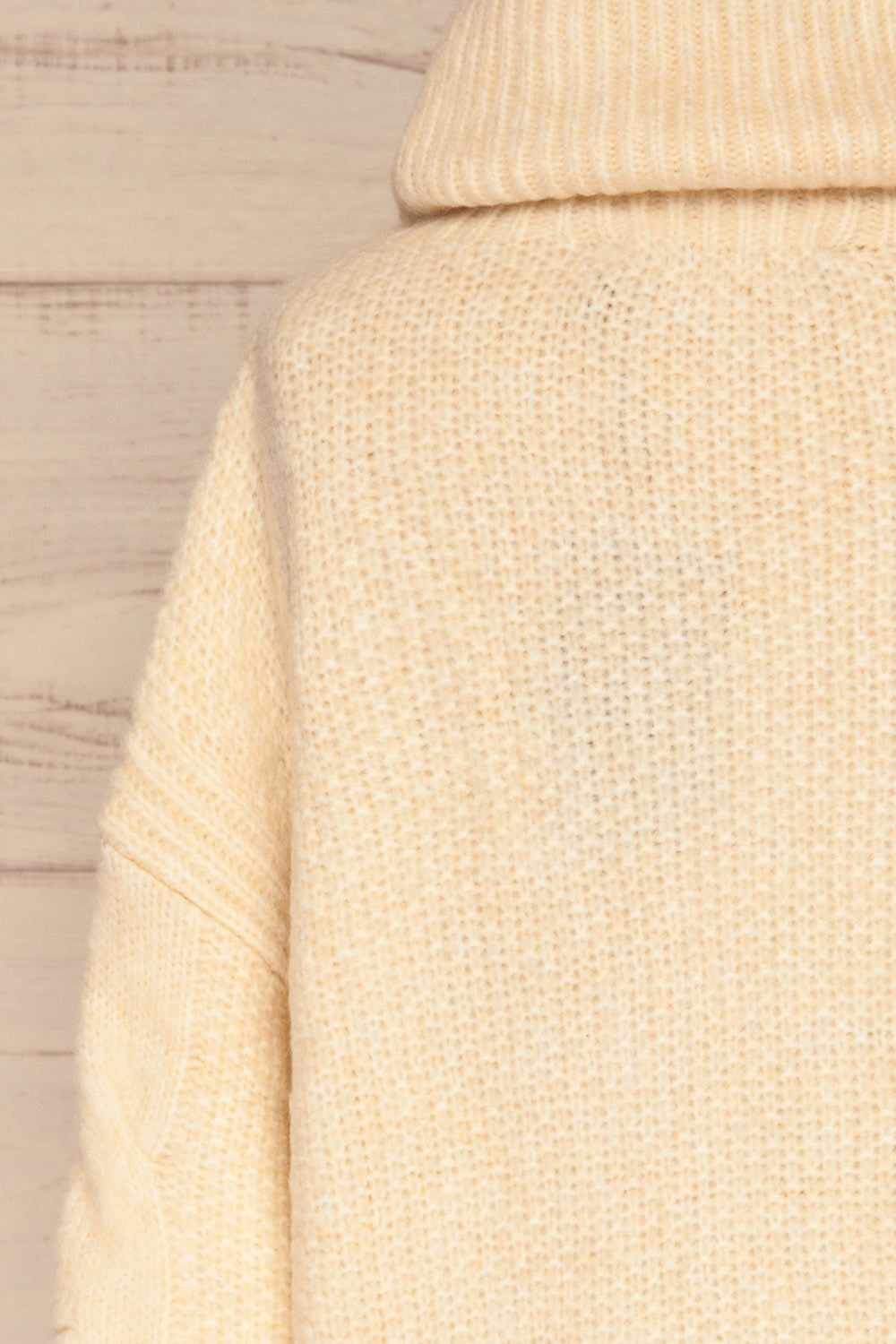 Vigo Ivory Turtleneck Knit Sweater | La petite garçonne back close-up