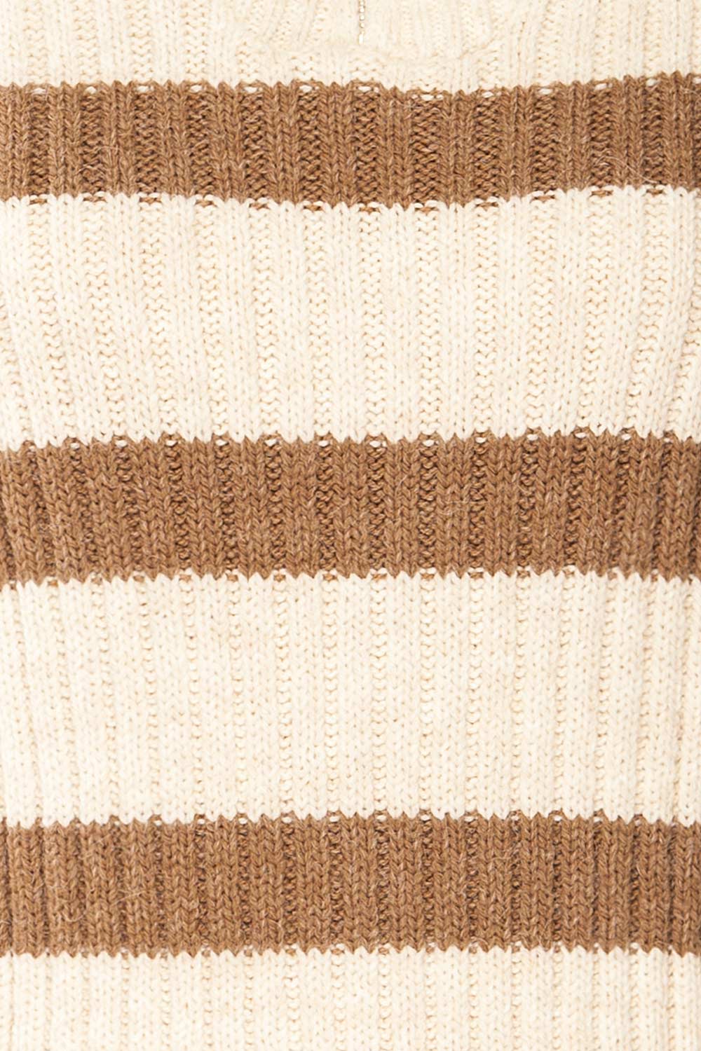Villaggio Ivory Quarter-Zip Striped Ribbed Knit Sweater | La petite garçonne fabric