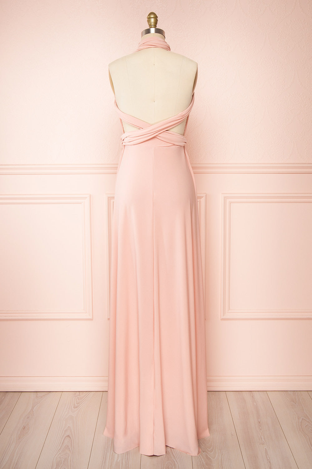 Violaine Blush Convertible Maxi Dress | Boutique 1861 back view