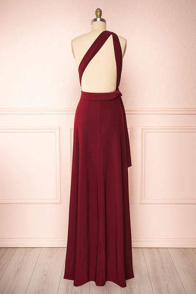Violaine Burgundy Convertible Maxi Dress | Boutique 1861 back view