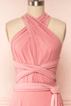 Violaine Dusty Pink Convertible Maxi Dress | Boutique 1861 front close up neck