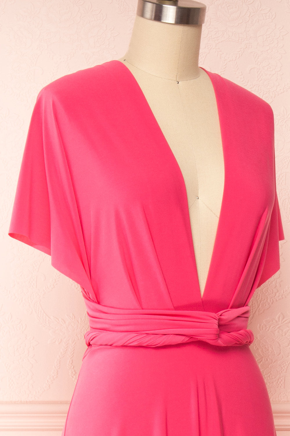 Violaine Pink Convertible Maxi Dress | Boutique 1861 side close up
