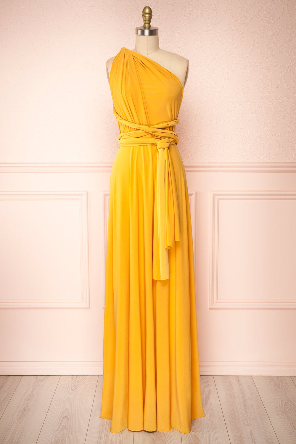 Violaine Yellow Convertible Maxi Dress | Boutique 1861 front view