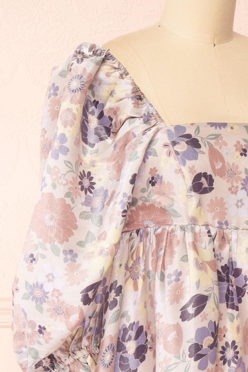 Violette Short Floral Dress w/ Puff Sleeves | Boutique 1861 back close-up