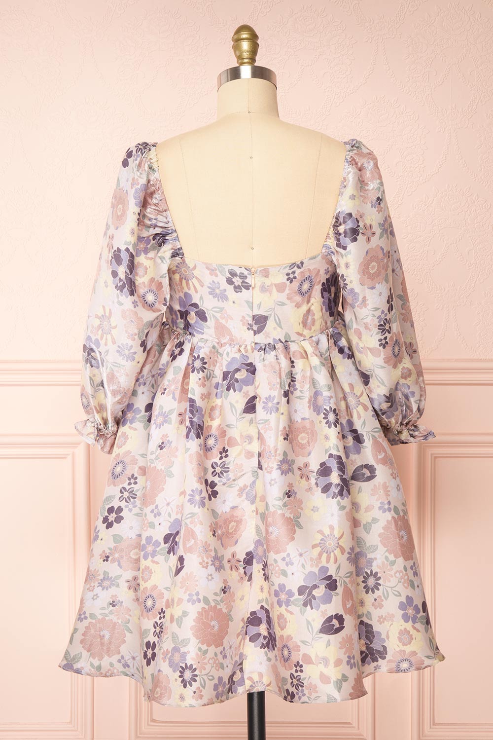 Violette Short Floral Dress w/ Puff Sleeves | Boutique 1861 back view
