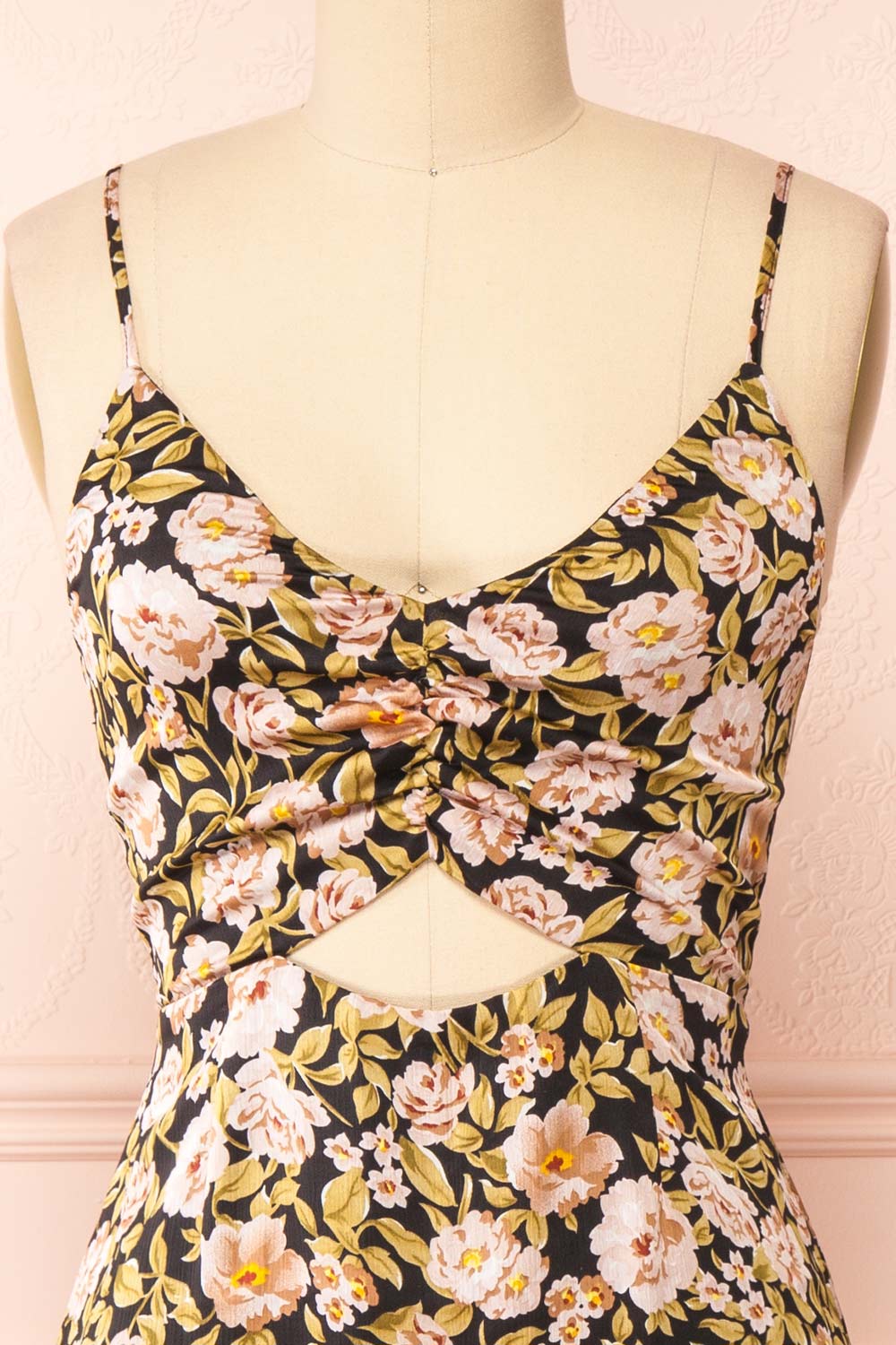 Vladlena Floral Chiffon Midi Dress | Boutique 1861 front close-up