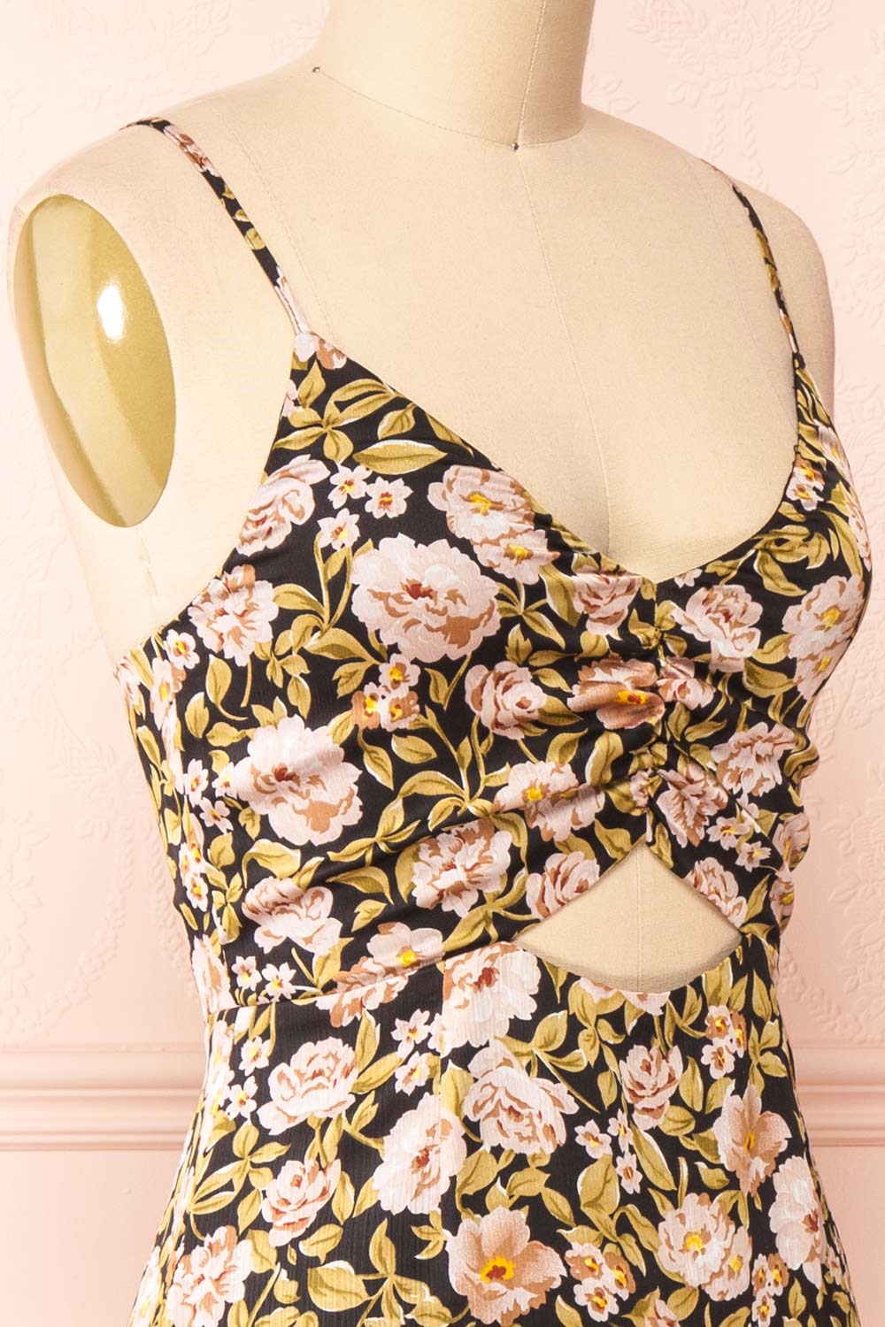 Vladlena Floral Chiffon Midi Dress | Boutique 1861 side close-up