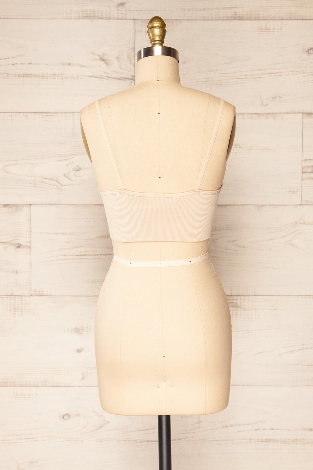Vlora Beige V-Neck Ribbed Bralette | La petite garçonne back view