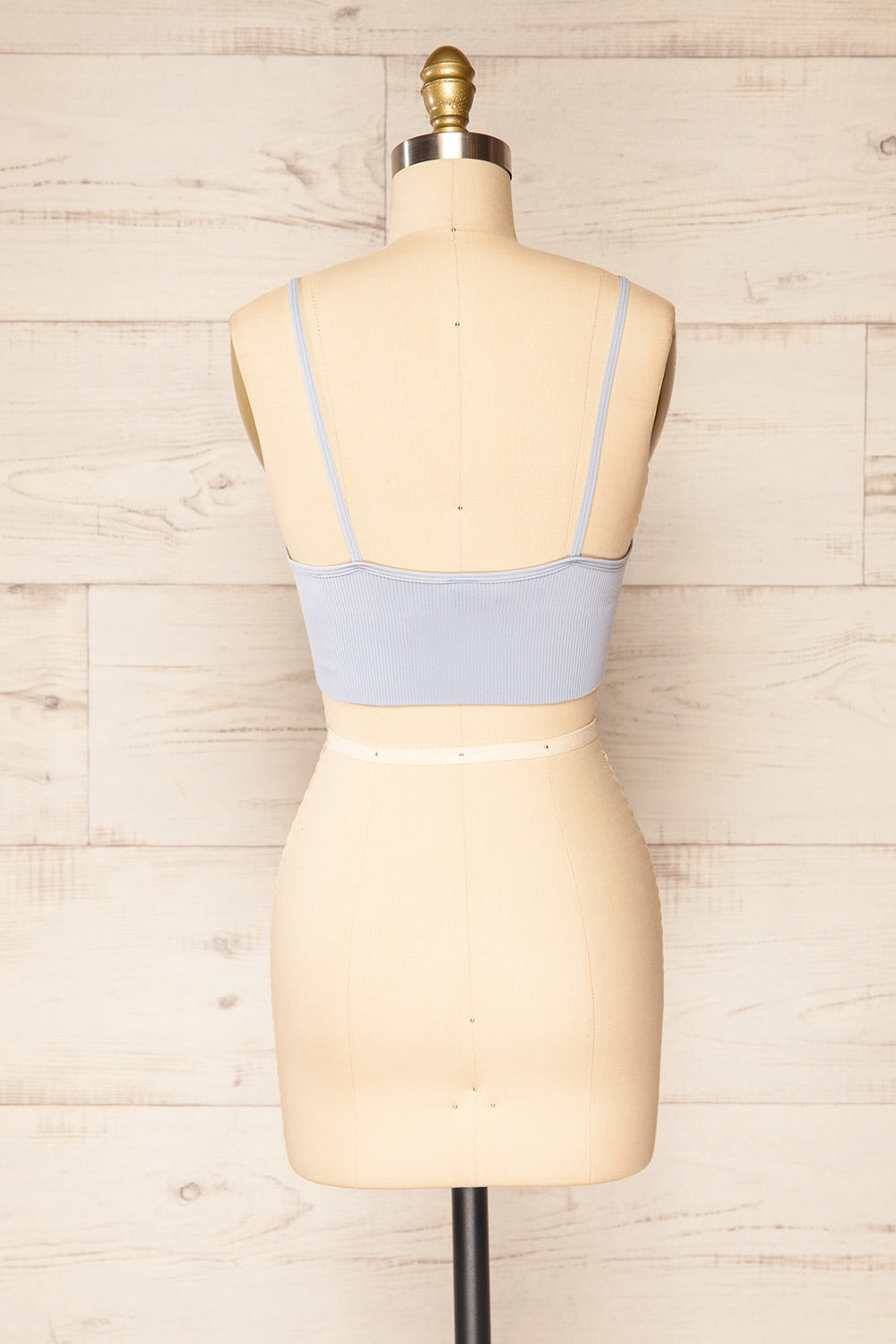 Vlora Blue V-Neck Ribbed Bralette | La petite garçonne back view