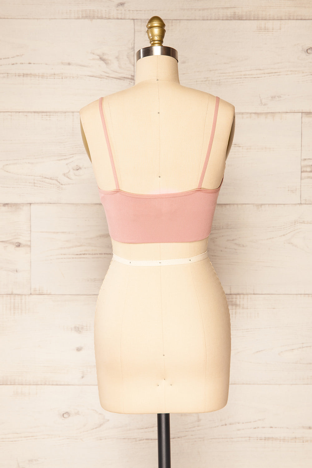 Vlora Pink V-Neck Ribbed Bralette | La petite garçonne back view