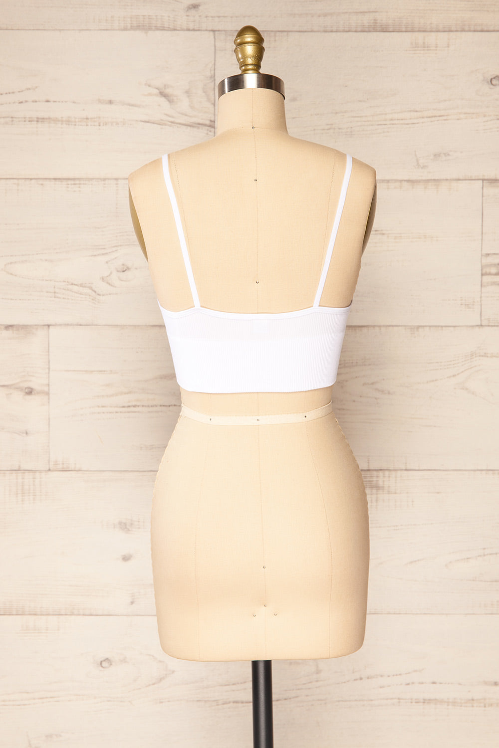 Vlora White V-Neck Ribbed Bralette | La petite garçonne back view