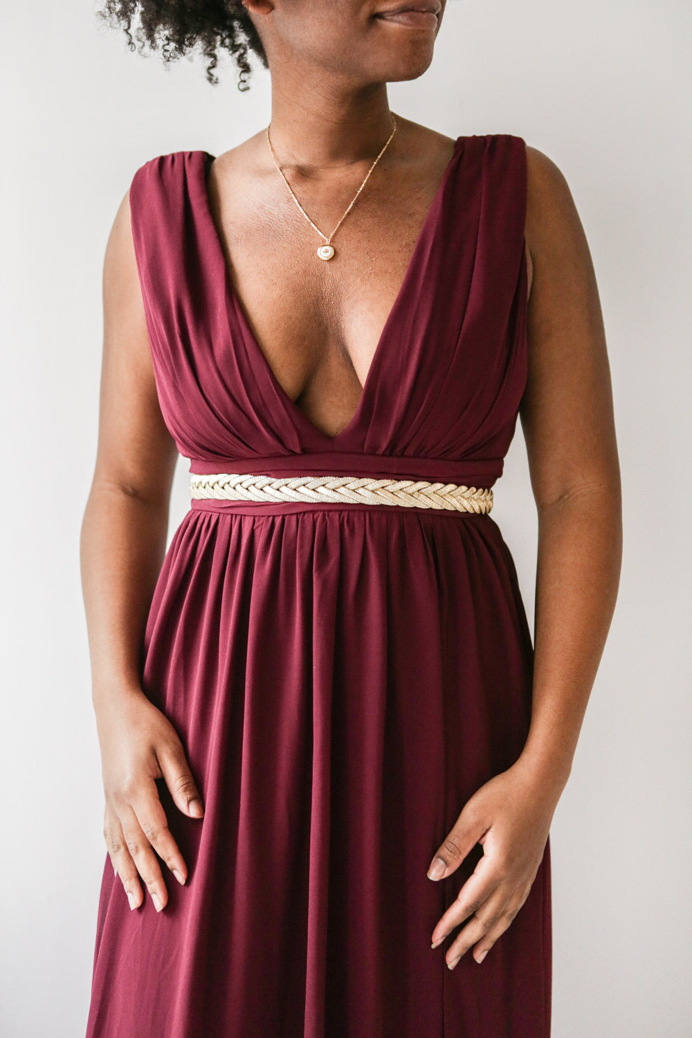Animos Burgundy V-Neck Maxi Dress | Boudoir 1861