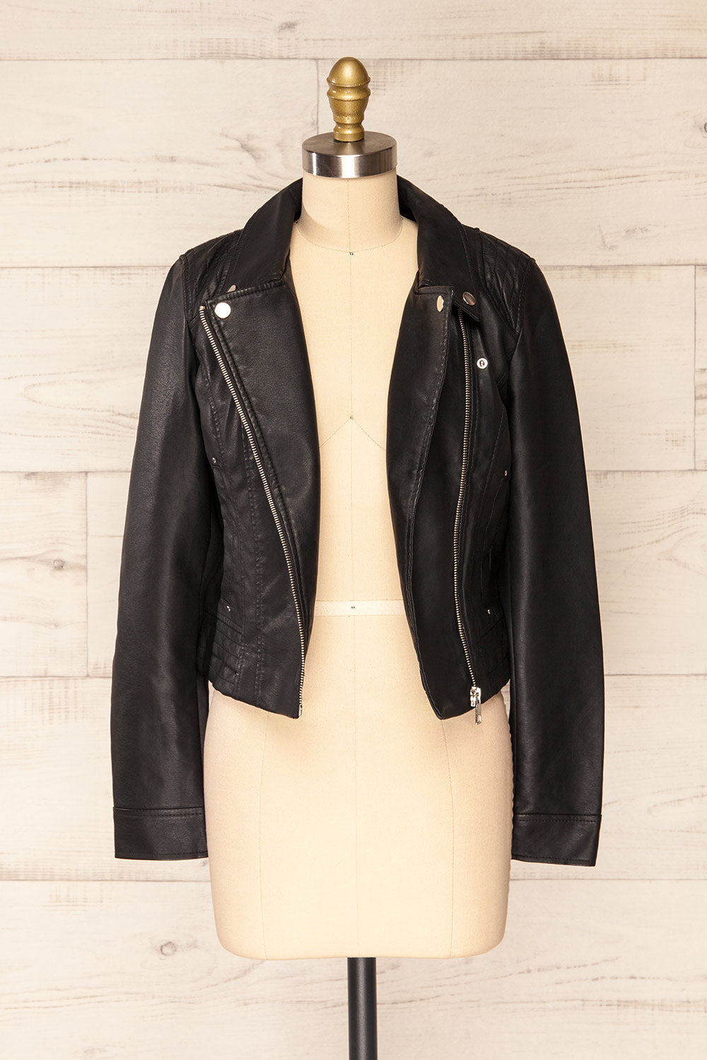 Willemstad Cropped Faux Leather Jacket | La petite garçonne front open view