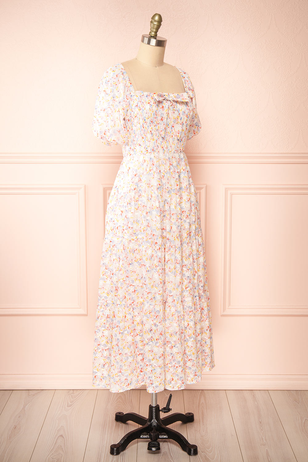 Willena Midi Floral Dress w/ Ruched Bust | Boutique 1861 side view