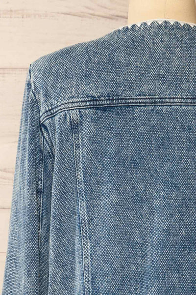 Woolston Blue Jacket w/ Pearl Buttons | La petite garçonne back close-up