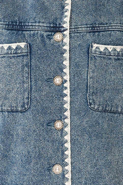 Woolston Blue Jacket w/ Pearl Buttons | La petite garçonne fabric
