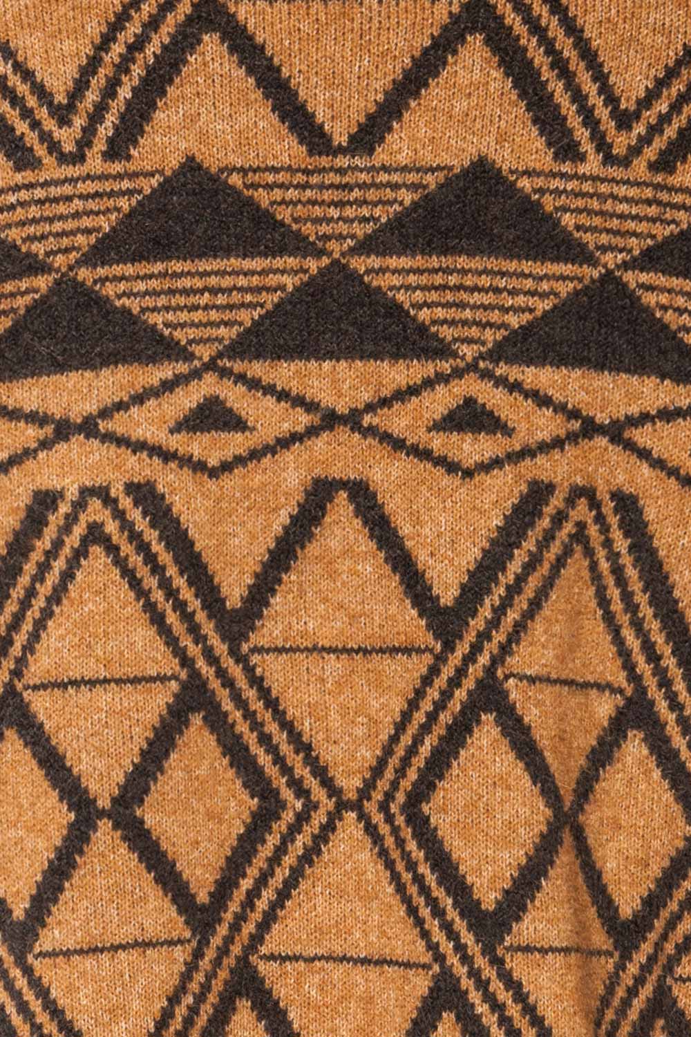 Xillet Brown Geometric Pattern Open Cardigan | La petite garçonne fabric