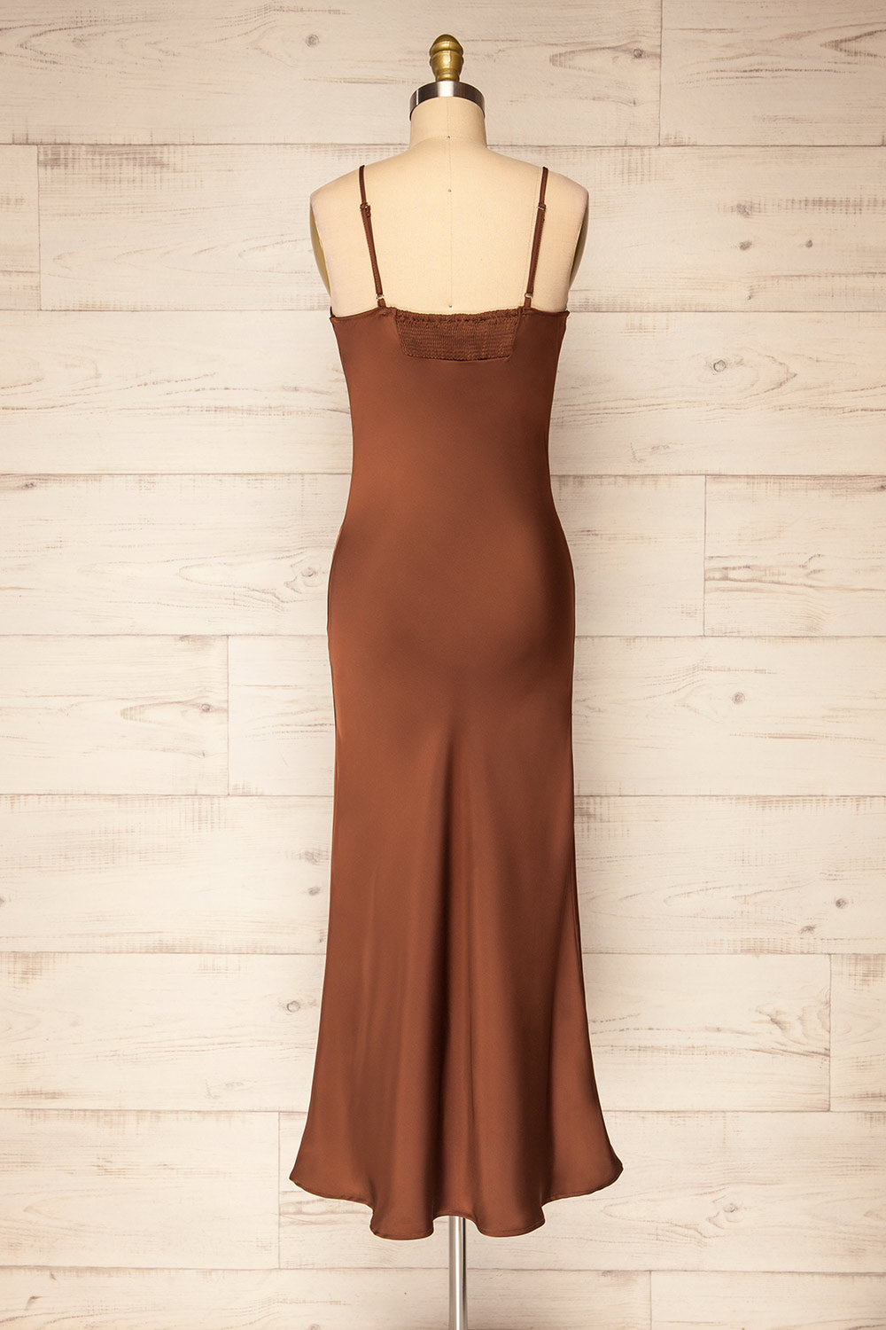 Xilloux Brown Midi Slip Dress w/ Adjustable Straps | La petite garçonne back view