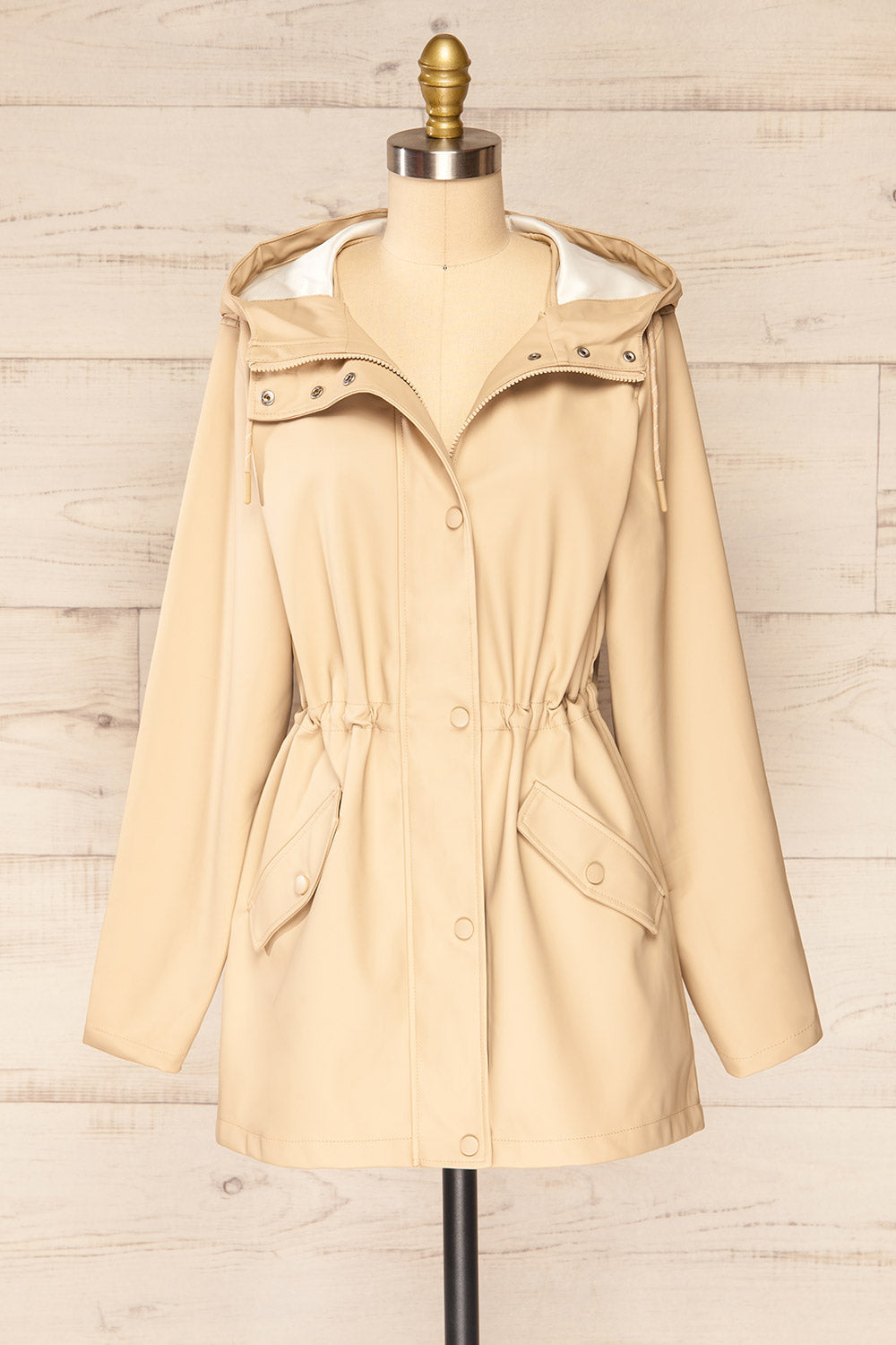 Xito Beige Raincoat w/ Waist Drawstring | La petite garçonne belt view