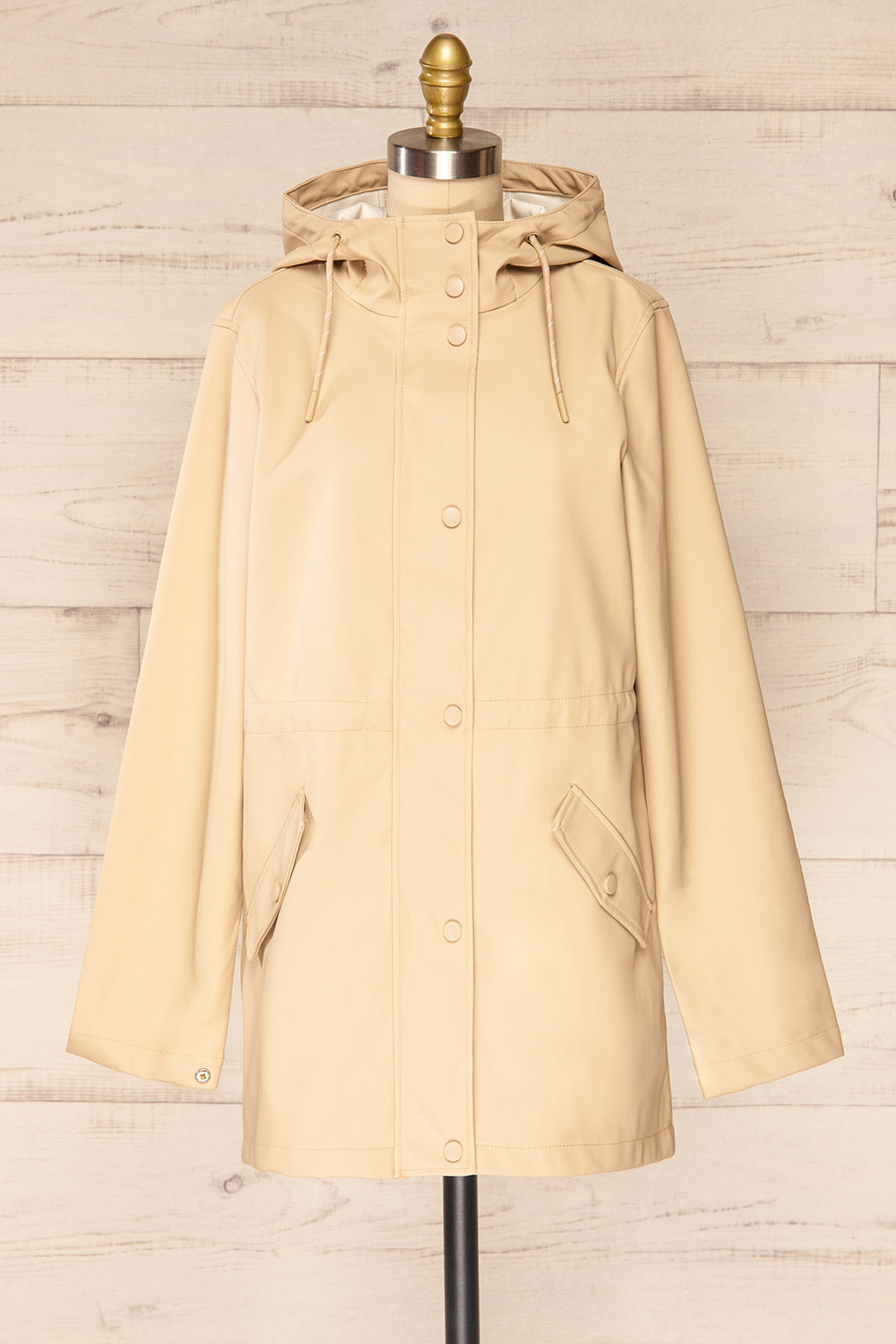 Xito Beige Raincoat w/ Waist Drawstring | La petite garçonne sleeve view