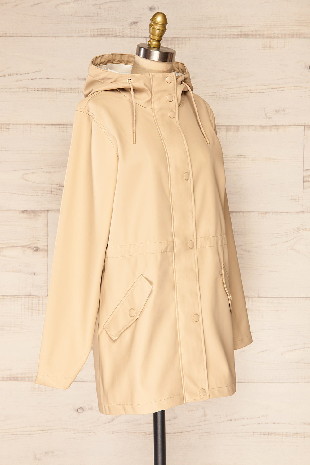 Xito Beige Raincoat w/ Waist Drawstring | La petite garçonne side view