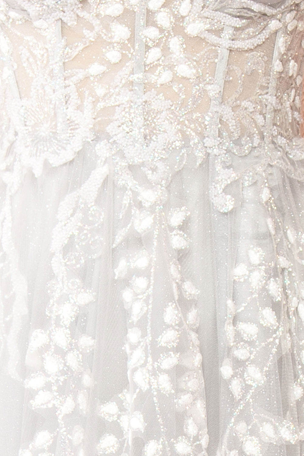 Ylouis Blue Embroidered Bustier Maxi Dress | Boudoir 1861 fabric