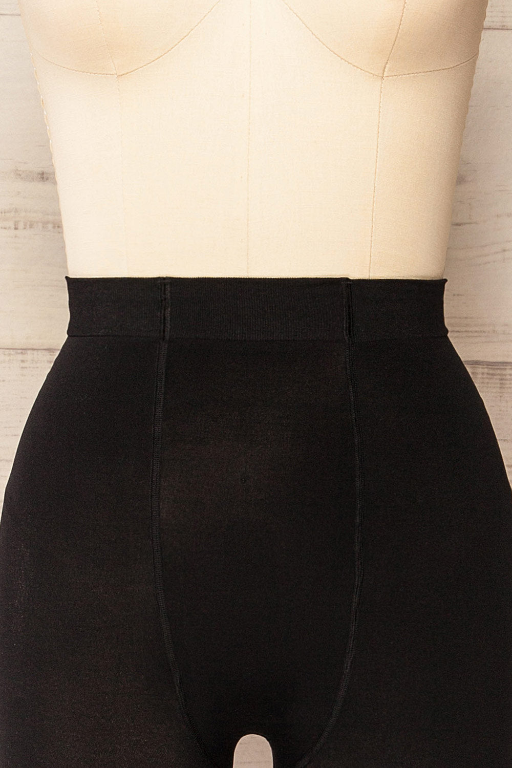 Yrita Black Pantyhose w/ Control Top | La petite garçonne front close-up