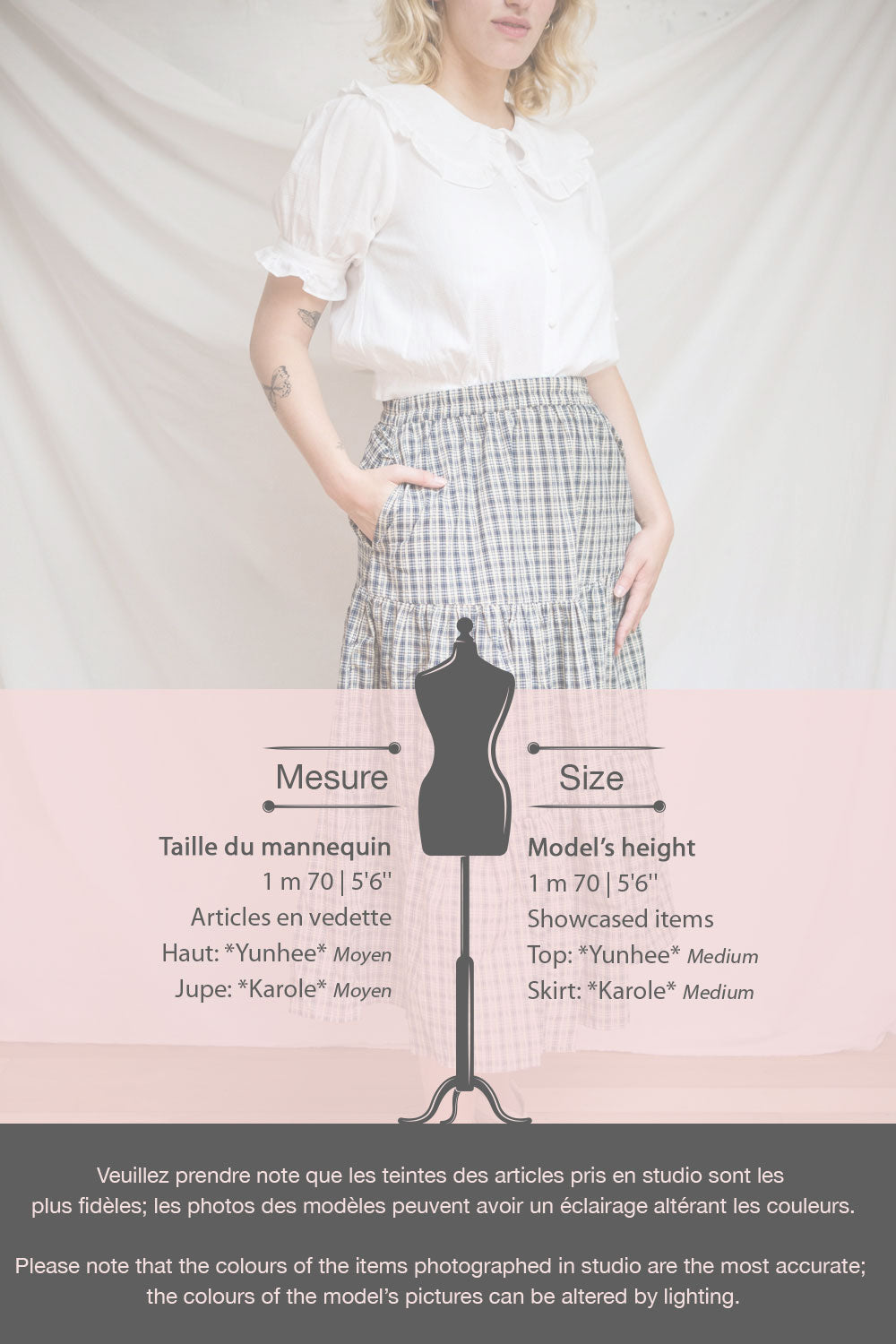 Karole Tiered Plaid Midi Skirt w/ Elastic Waist | Boutique 1861 fiche