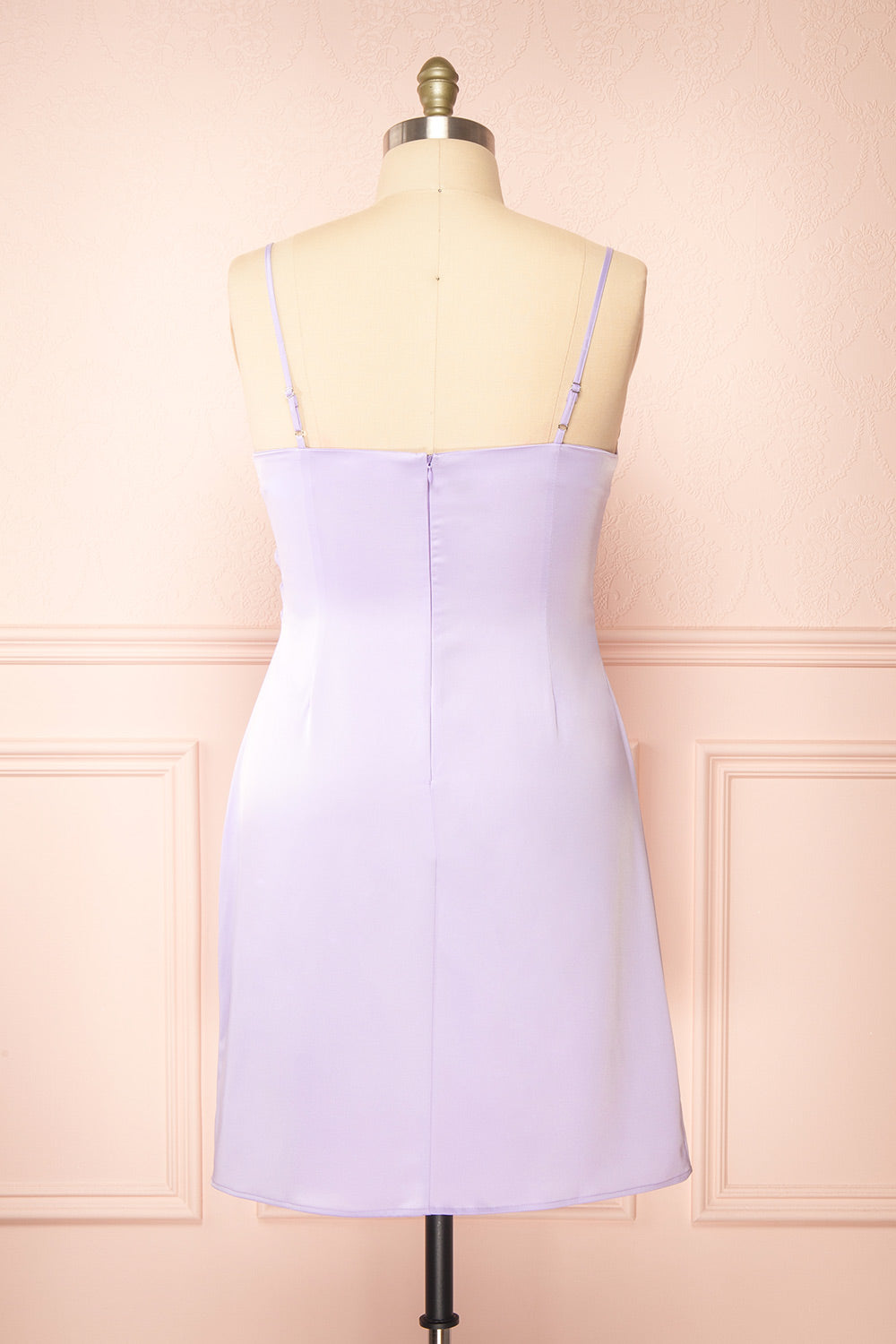 Zaina Lilac Cowl Neck Satin Slip Dress | Boutique 1861 back plus size 