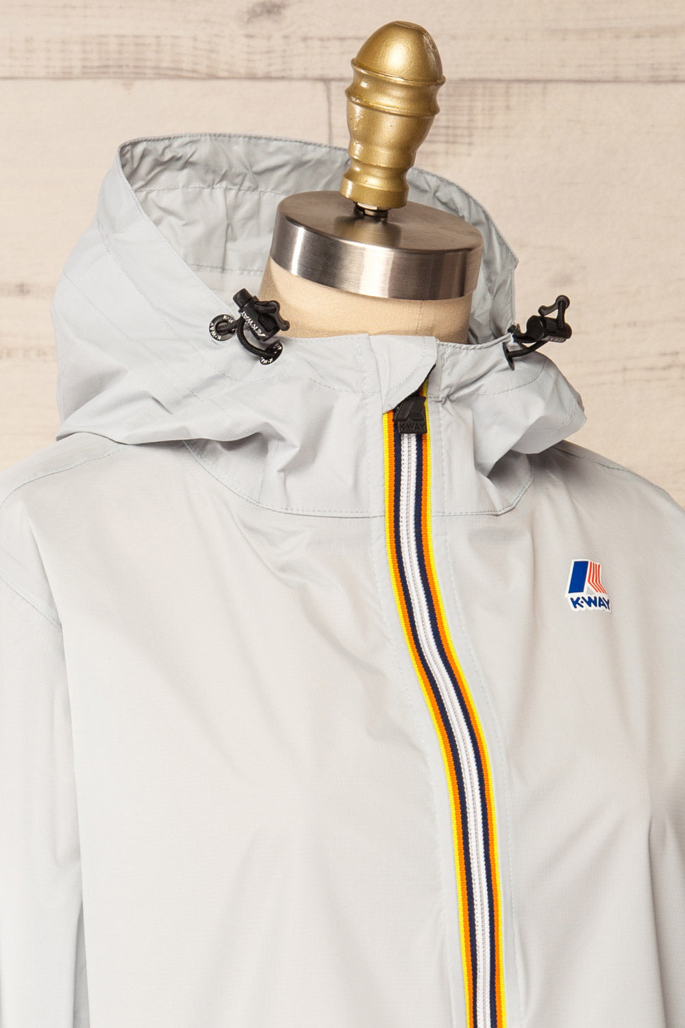 Zamora Grey Packable Rain Jacket | La petite garçonne side close-up