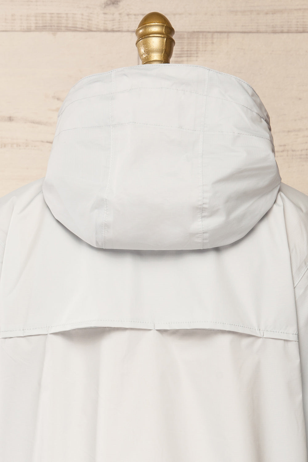 Zamora Grey Packable Rain Jacket | La petite garçonne back close-up