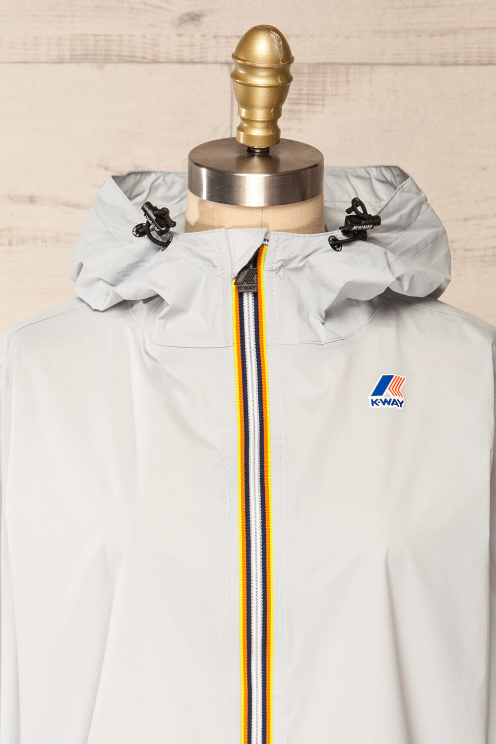 Zamora Grey Packable Rain Jacket | La petite garçonne front close-up